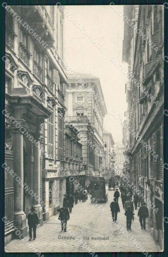 Genova Città Via Garibaldi Carrozza cartolina QZ5123 – fronte