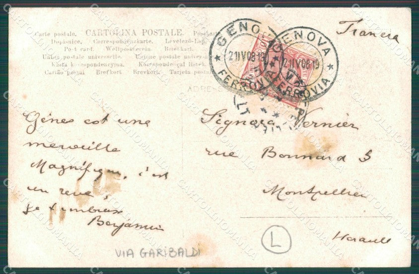 Genova Città Via Garibaldi Carretto J.Neer Foto cartolina QZ5125 – retro