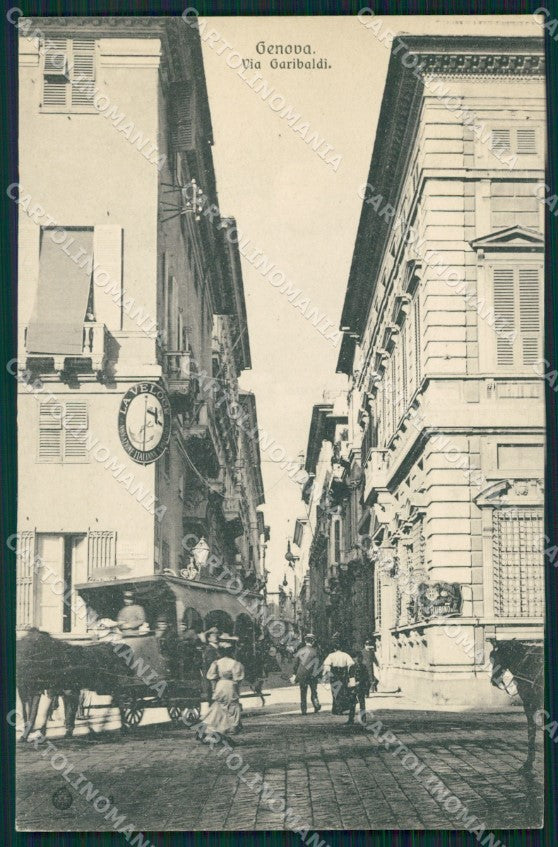 Genova Città Via Garibaldi Tram a Cavalli cartolina QZ5127 – fronte