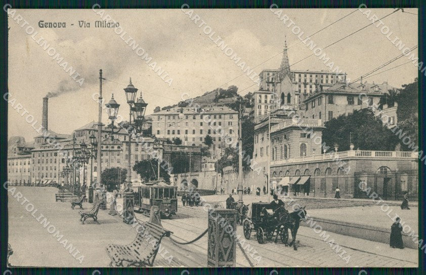 Genova Città Via Milano Tram Carrozza cartolina QZ5139 – fronte