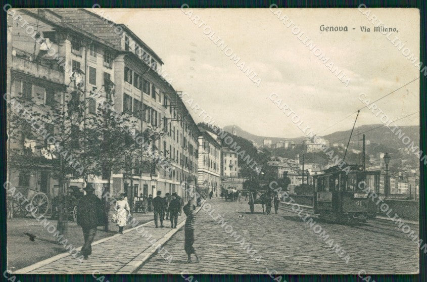 Genova Città Via Milano Tram PIEGHINA STRAPPINO cartolina QZ5143 – fronte