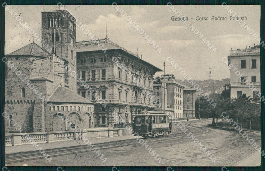 Genova Città Corso Podestà Tram cartolina QZ5153 – fronte