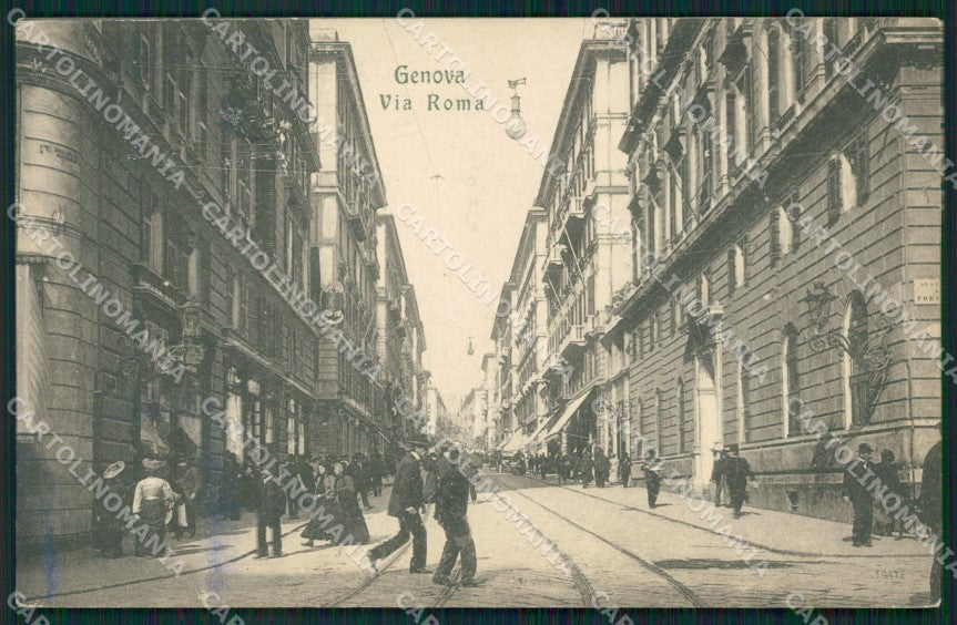 Genova Città Via Roma MACCHIE cartolina QZ5164 – fronte
