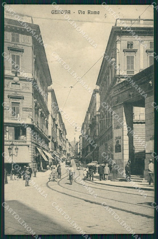 Genova Città Via Roma PIEGHINA cartolina QZ5170 – fronte
