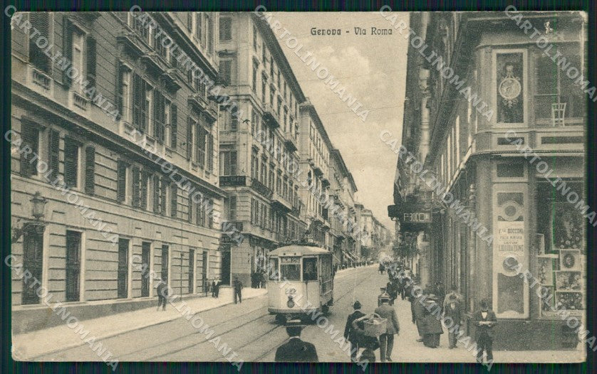 Genova Città Via Roma Tram ABRASA cartolina QZ5173 – fronte
