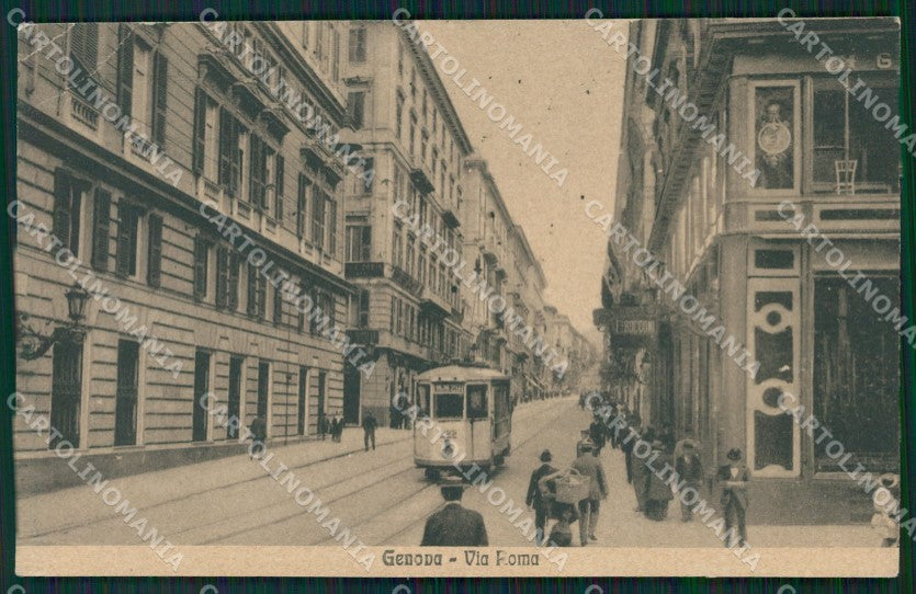 Genova Città Via Roma Tram PIEGHINE cartolina QZ5175 – fronte