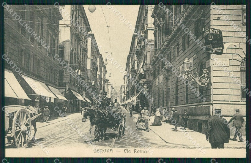 Genova Città Via Roma Carrozza cartolina QZ5176 – fronte