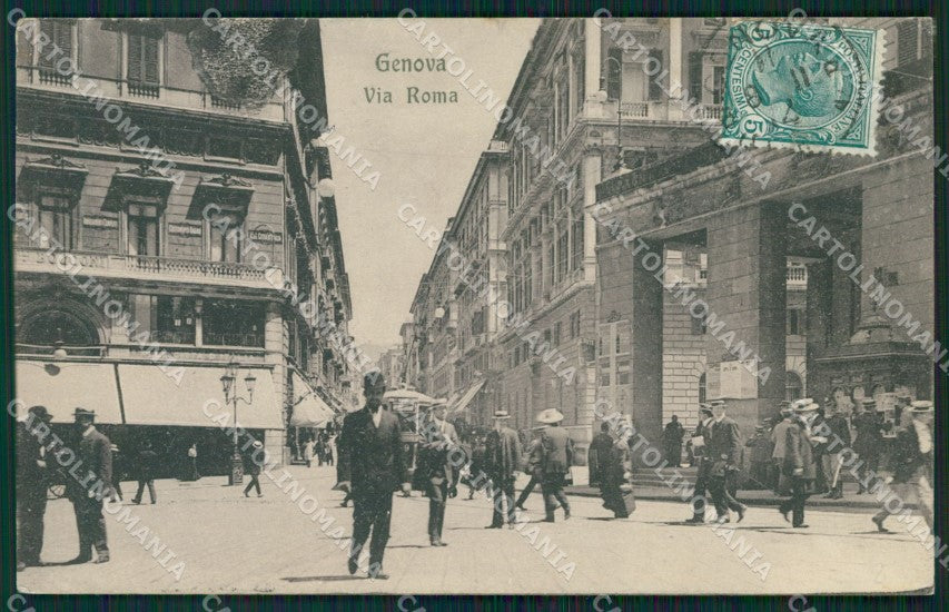 Genova Città Via Roma Tram MACCHIA cartolina QZ5177 – fronte