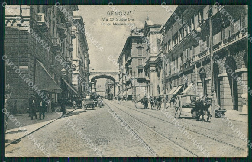 Genova Città Via XX Settembre Carretti PIEGHINA cartolina QZ5193 – fronte