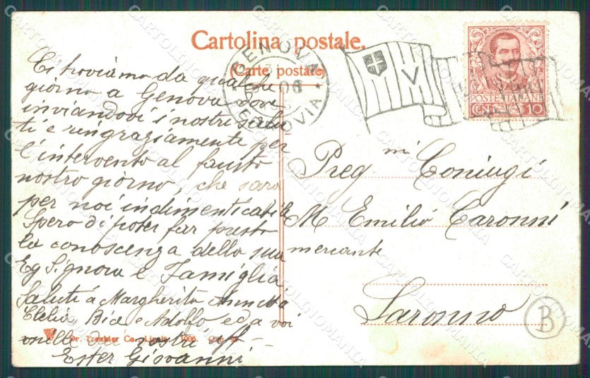 Genova Città Via XX Settembre Carretti PIEGHINA cartolina QZ5193 – retro