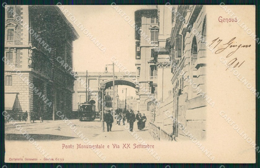 Genova Città Via XX Settembre Tram cartolina QZ5194 – fronte