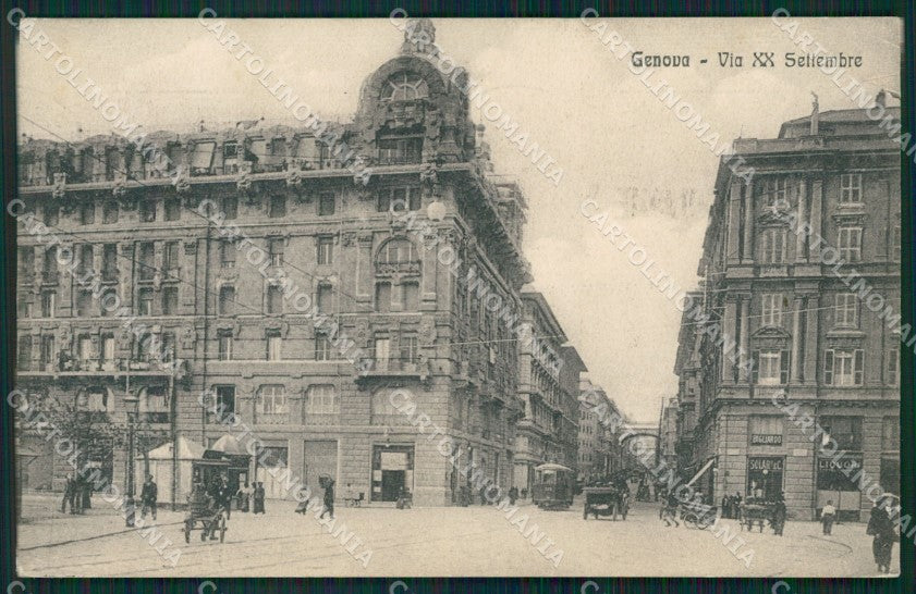 Genova Città Via XX Settembre Tram cartolina QZ5196 – fronte