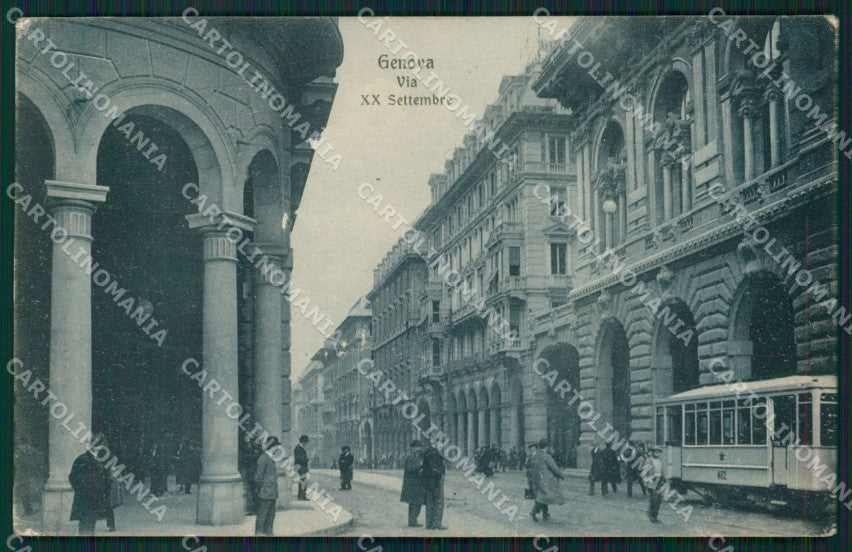 Genova Città Via XX Settembre Tram cartolina QZ5200 – fronte