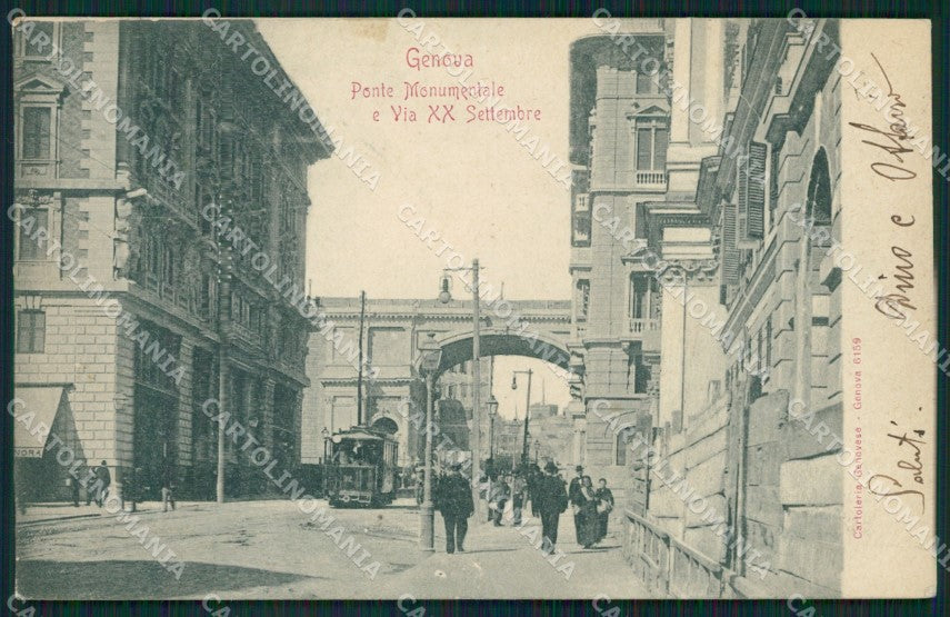 Genova Città Via XX Settembre Tram cartolina QZ5201 – fronte