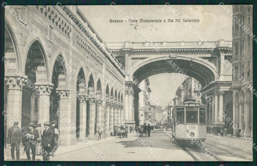 Genova Città Via XX Settembre Tram cartolina QZ5207 – fronte