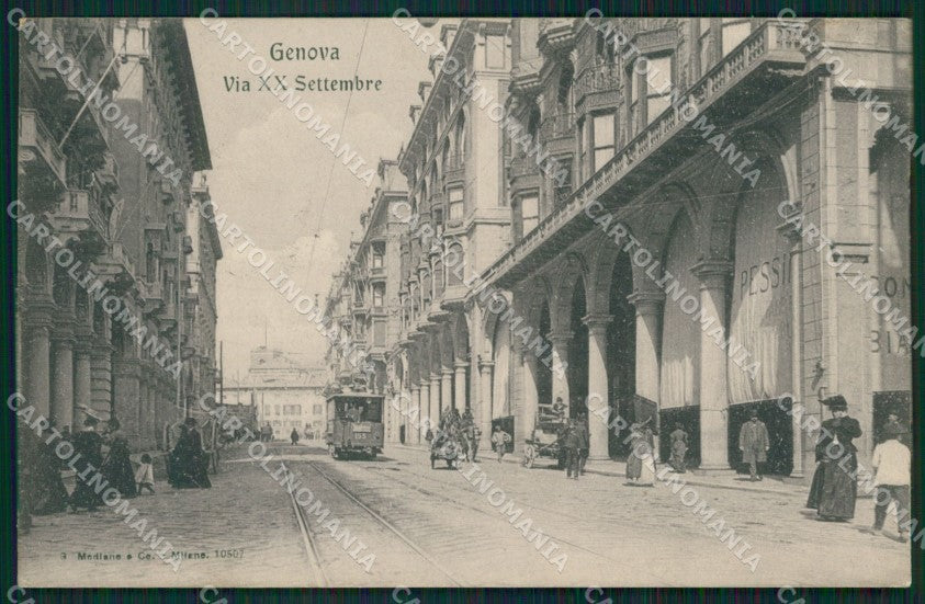 Genova Città Via XX Settembre Tram cartolina QZ5211 – fronte