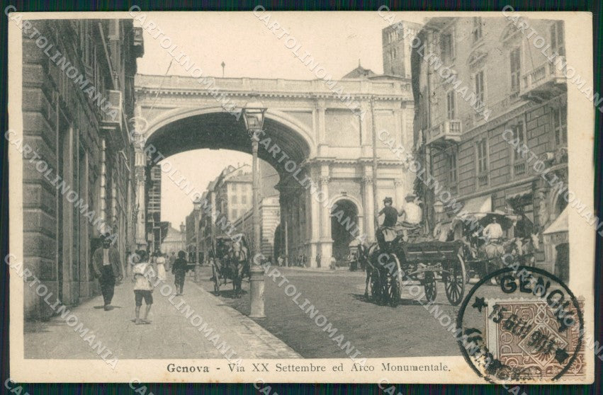 Genova Città Via XX Settembre Carrozze cartolina QZ5214 – fronte