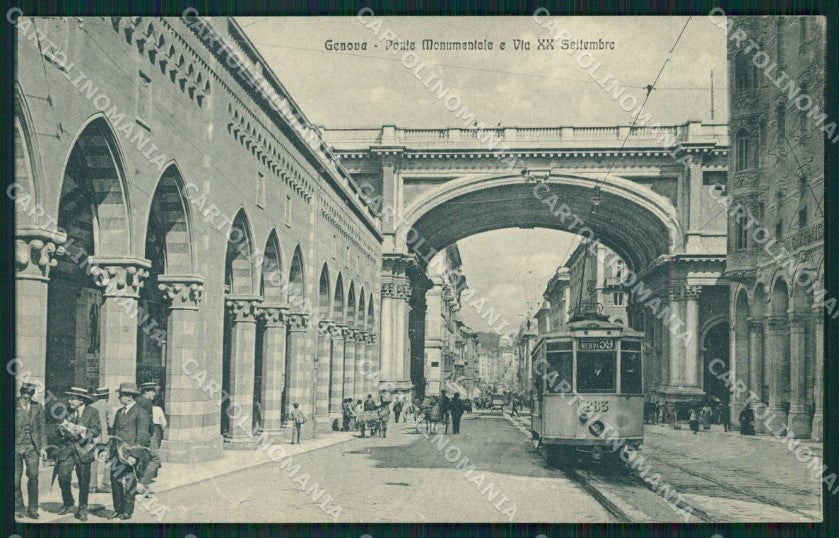 Genova Città Via XX Settembre Tram cartolina QZ5215 – fronte