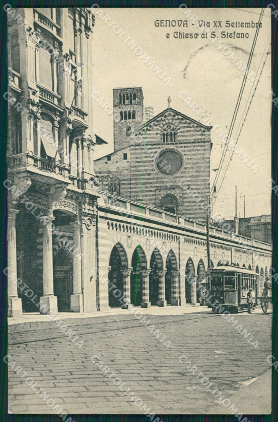 Genova Città Via XX Settembre Tram cartolina QZ5218 – fronte