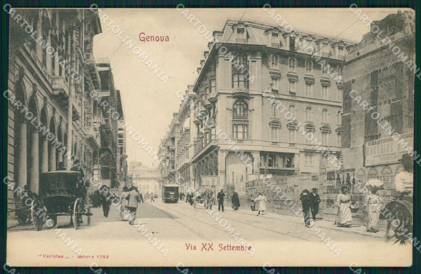 Genova Città Via XX Settembre Tram Carrozza cartolina QZ5219 – fronte