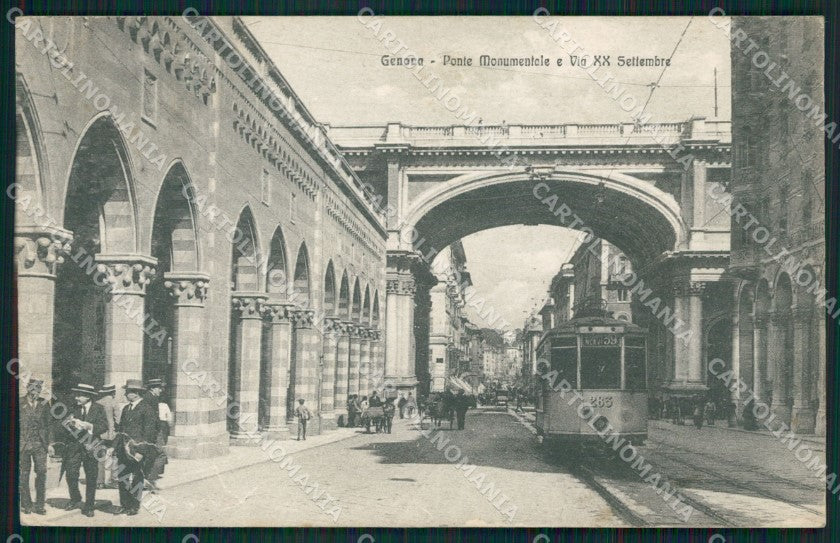 Genova Città Via XX Settembre Tram cartolina QZ5221 – fronte