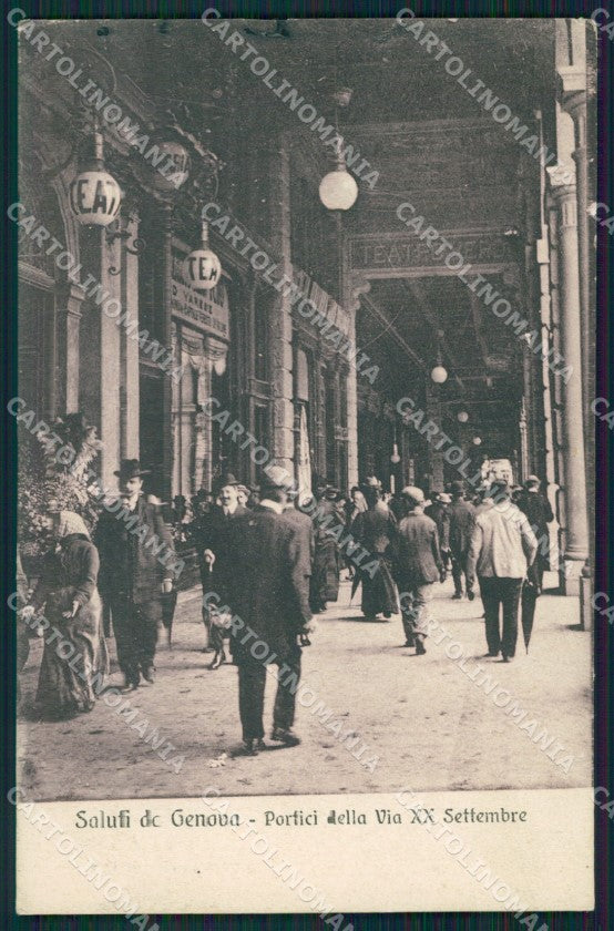 Genova Città Via XX Settembre Teatro RIPARATA cartolina QZ5226 – fronte