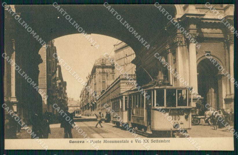 Genova Città Via XX Settembre Tram cartolina QZ5229 – fronte