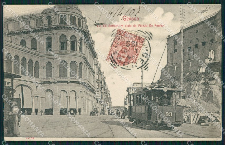 Genova Città Via XX Settembre Tram cartolina QZ5232 – fronte