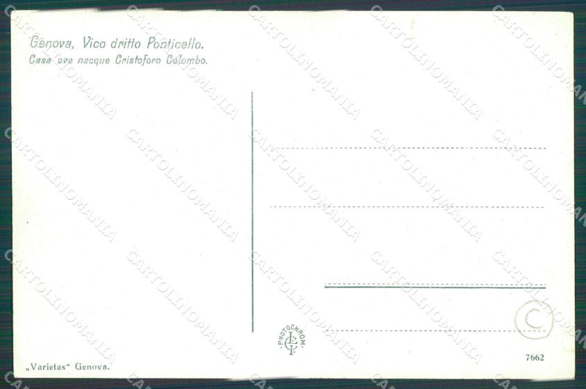 Genova Città Vico Ponticello Colombo cartolina QZ5249 – retro