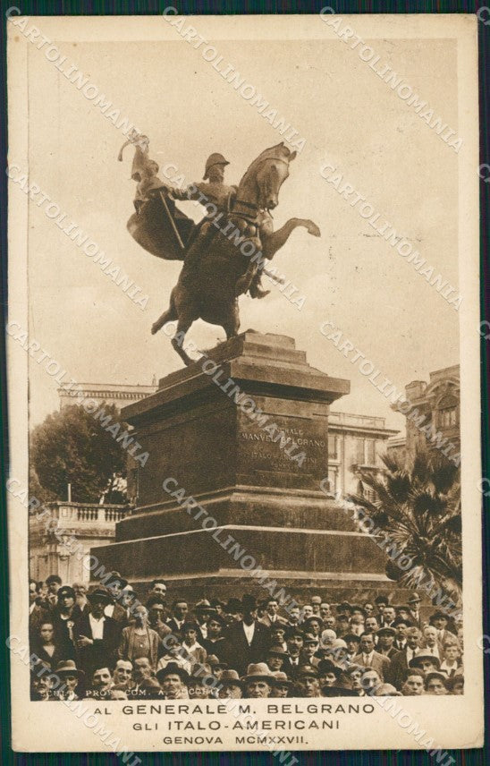 Genova Città Monumento Belgrano Italo Americani PIEGA cartolina QZ5272 – fronte