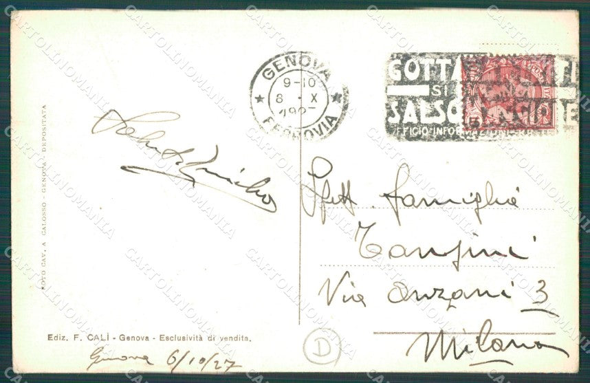 Genova Città Monumento Belgrano Italo Americani PIEGA cartolina QZ5272 – retro