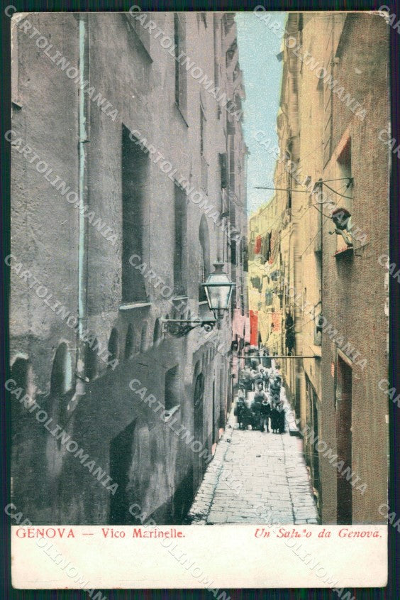 Genova Città Vico Marinelle PIEGATA cartolina QZ5277 – fronte