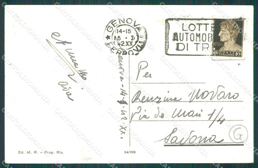 Genova Città Via Brignole De Ferrari cartolina QZ5299 – retro