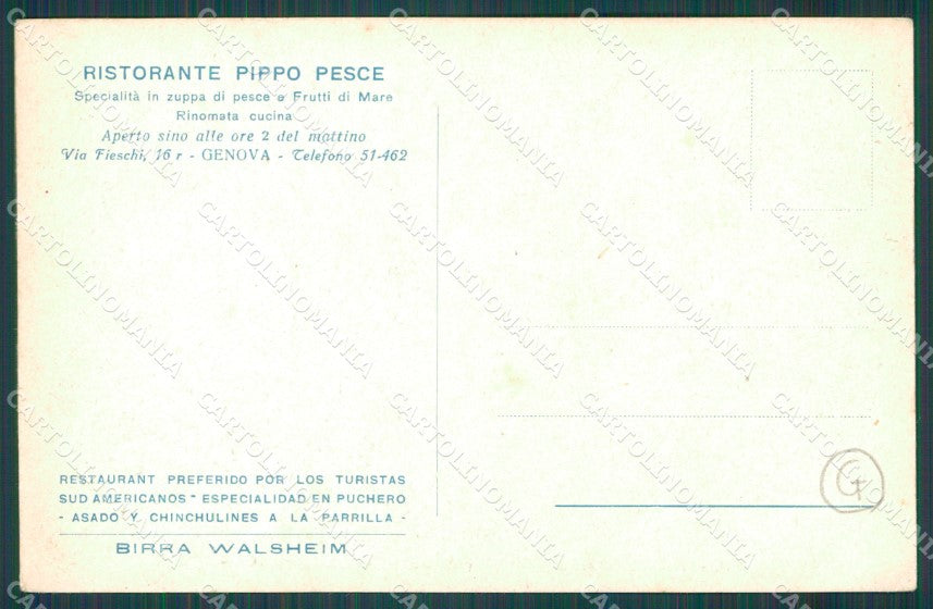Genova Città Via Fieschi Pubblicitaria cartolina QZ5307 – retro