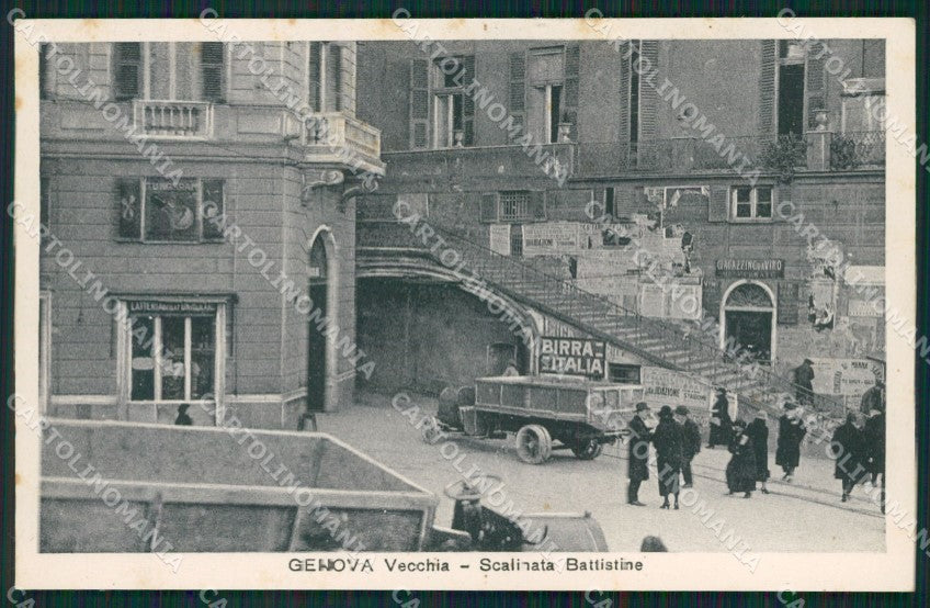 Genova Città Scalinata Battistine Trattore cartolina QZ5313 – fronte