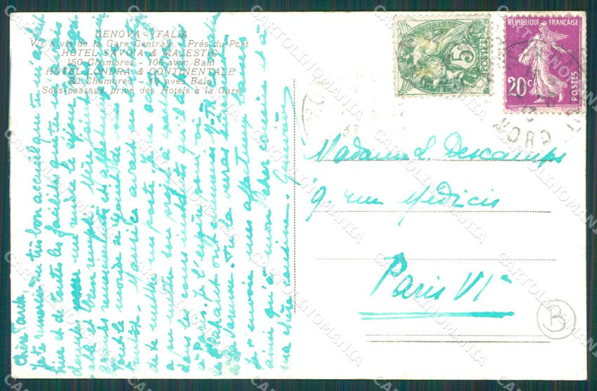 Genova Città Piazza Acquaverde cartolina QZ5319 – retro