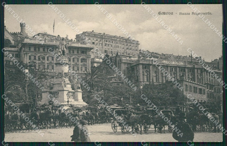 Genova Città Piazza Acquaverde Carrozze cartolina QZ5325 – fronte