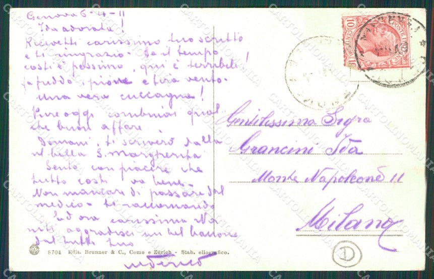 Genova Città Piazza Acquaverde Carrozze cartolina QZ5325 – retro