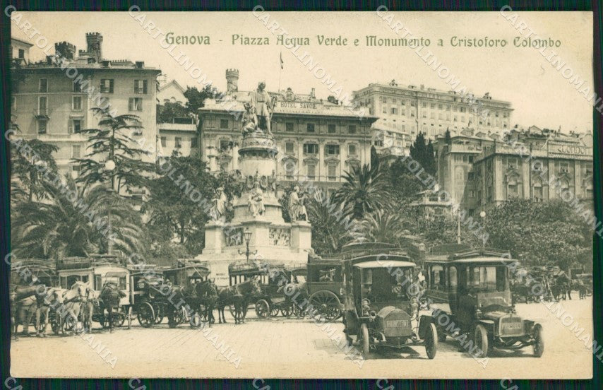 Genova Città Piazza Acquaverde Carrozze Auto cartolina QZ5329 – fronte