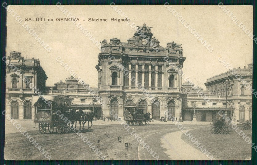Genova Città Stazione Brignole Tram a Cavalli cartolina QZ5343 – fronte
