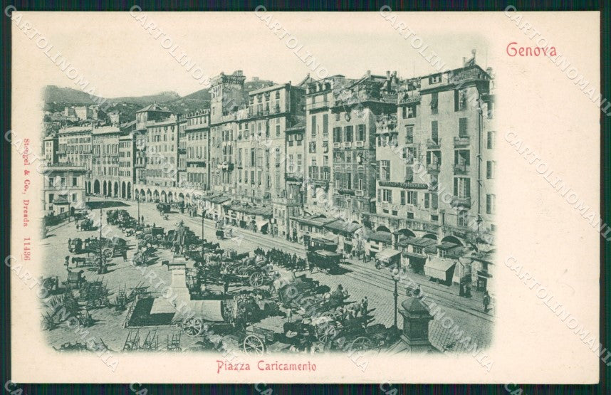 Genova Città Piazza Caricamento Carretti cartolina QZ5347 – fronte