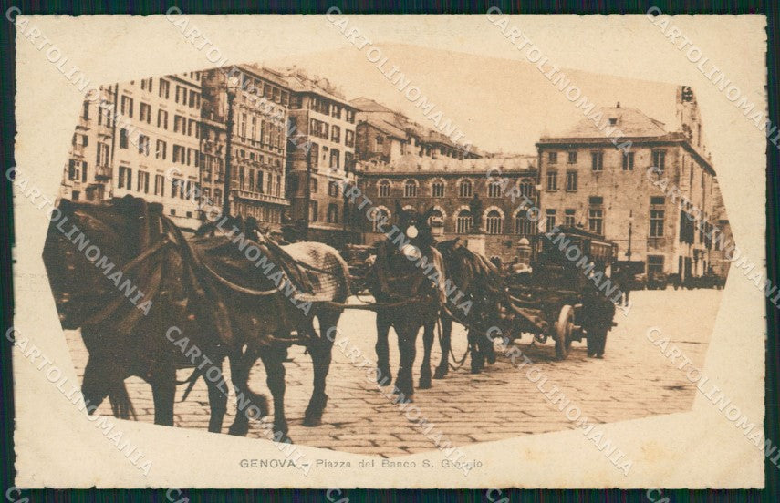 Genova Città Piazza Caricamento Tram a Cavalli cartolina QZ5352 – fronte