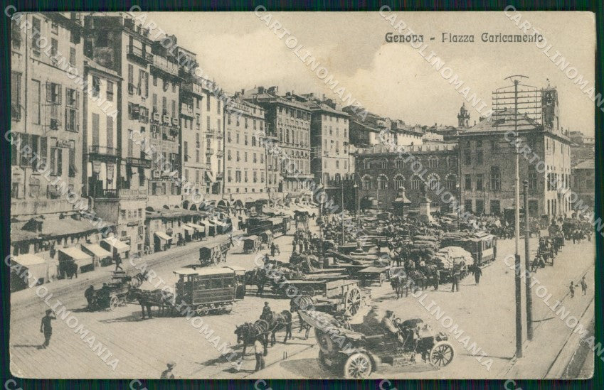 Genova Città Piazza Caricamento Auto PIEGHINA cartolina QZ5353 – fronte