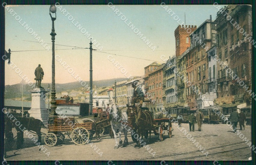 Genova Città Piazza Caricamento Tram Cavalli cartolina QZ5355 – fronte