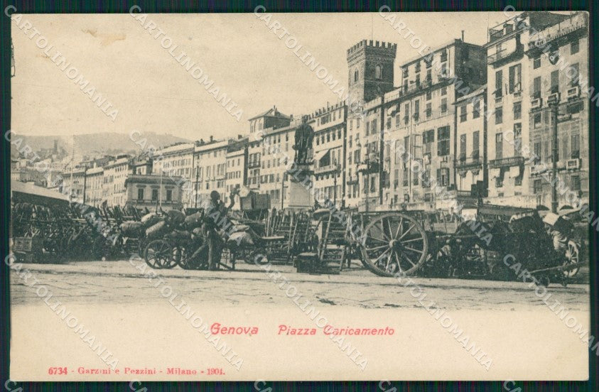 Genova Città Piazza Caricamento Carretti cartolina QZ5356 – fronte