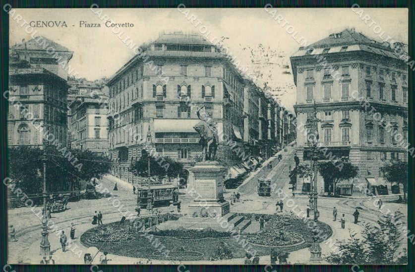 Genova Città Piazza Corvetto Tram cartolina QZ5363 – fronte