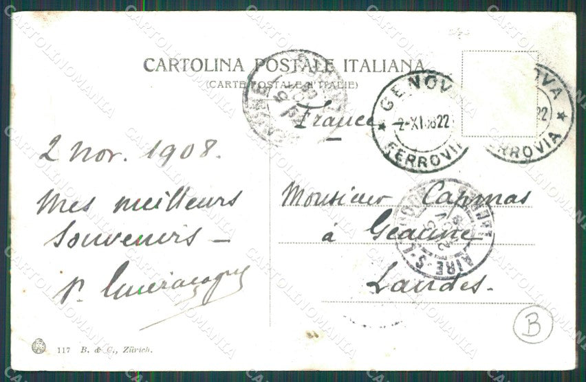 Genova Città Piazza Corvetto Tram PIEGHE SCOLLATA cartolina QZ5364 – retro