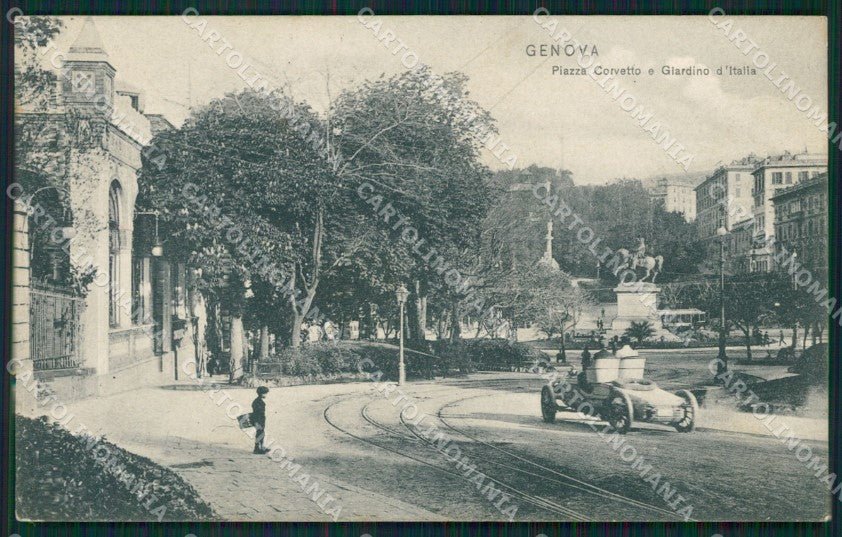 Genova Città Piazza Corvetto Auto PIEGA cartolina QZ5372 – fronte