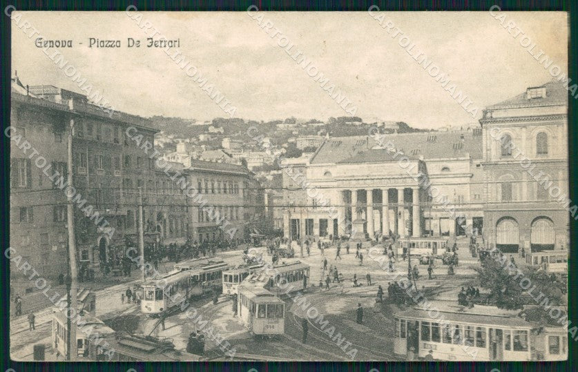 Genova Città Piazza De Ferrari Tram cartolina QZ5377 – fronte