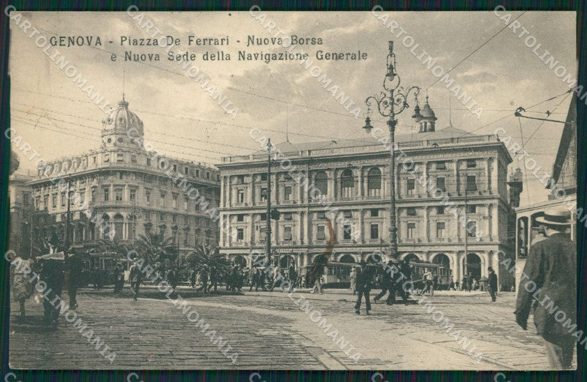 Genova Città Piazza De Ferrari Borsa Tram cartolina QZ5382 – fronte
